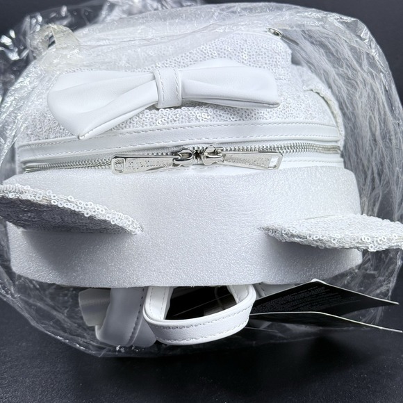 Loungefly Disney Minnie White Sequin Wedding Mini Backpack Iridescent‎ Bride - Picture 8 of 8